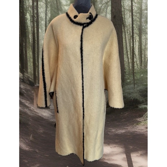 Vtg Pure New Wool Handmade Coat Greece A-Line Boho Cottagecore‎ Oversized Unique - Picture 3 of 16